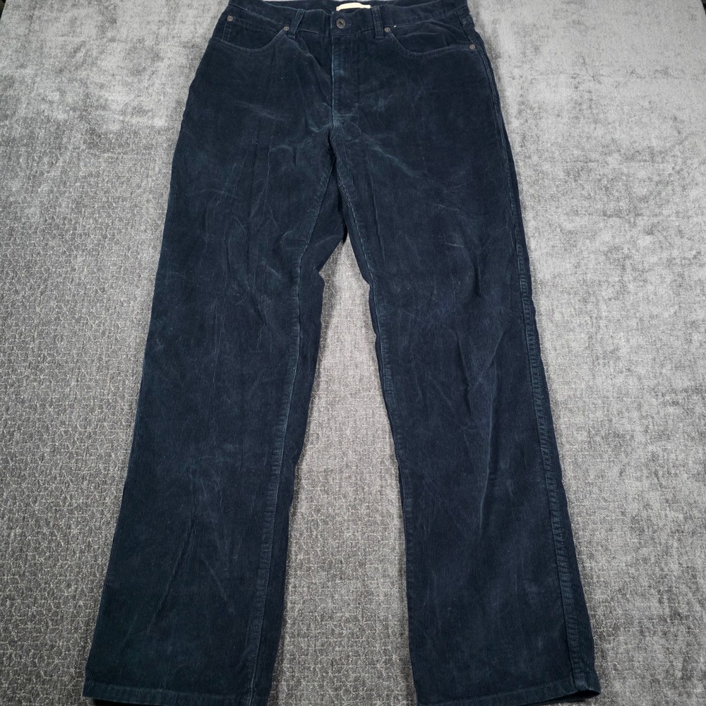 LL Bean Natural Fit Corduroy Pants Mens 33x32 Navy Blue 285262 Cotton Trousers